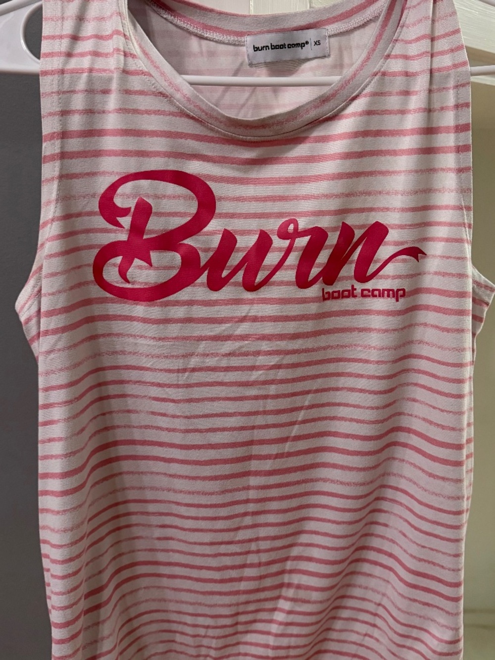 Pink and white burn bootcamp shirt